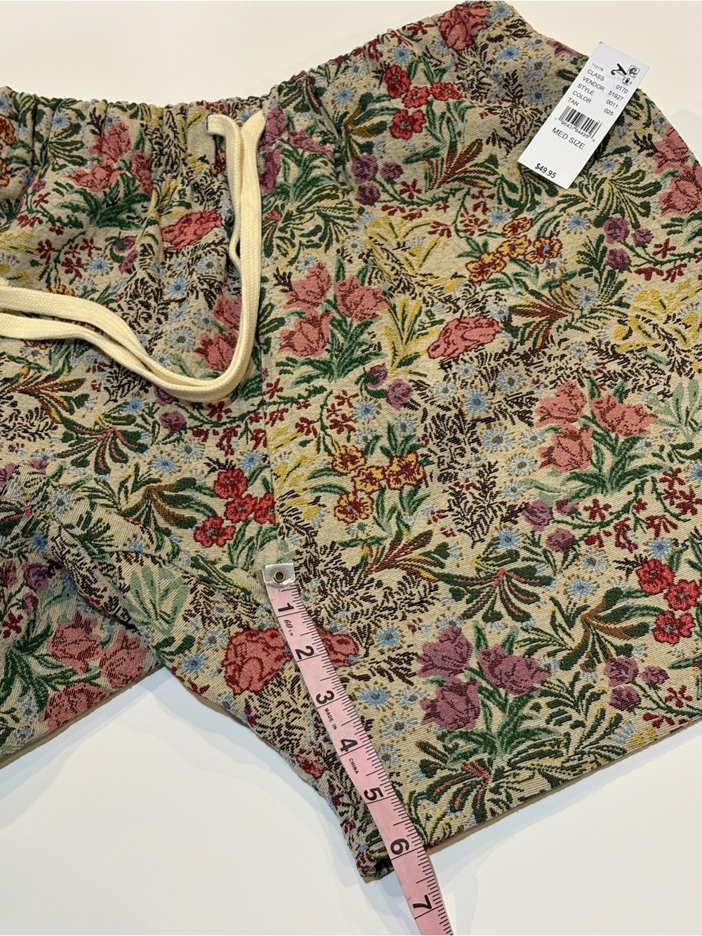 PacSun Purple, Green and Teal Floral Jacquard Shorts with Multicolor Waistband - Picture 5 of 9